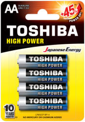 Toshiba HIGH POWER LR6 AA 1, 5 V alkáli elemek buborékcsomagolás 4 darab (TOSBAT0120)