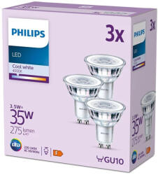 Philips 3x LED halogén izzó készlet GU10 PAR16 3.5W = 35W 275lm 4000K Semleges 36° PHILIPS (8719514451599)