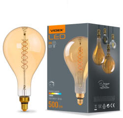 Videx LED izzó E27 PS160 Körte 8W = 42W 500lm 1800K Meleg 360° FILAMENT Borostyánsárga fényerőszabályzó Videx (VIDLED1430)