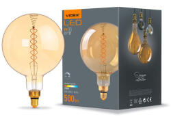 Videx LED izzó E27 G200 gömb 8W = 42W 500lm 1800K meleg 360° FILAMENT Borostyánsárga fényerőszabályzó Videx (VIDLED1425)