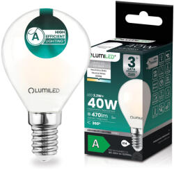 Lumileds LED izzó E14 gömb alakú P45 2.2W 470lm = 40W 4000K Semleges 360° Izzószál A OSZTÁLYÚ LUMILED (LUMLEDH0414)