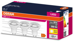 OSRAM 3PAK LED izzó GU10 4.5W = 50W 350lm 2700K meleg 36° OSRAM ÉRTÉK (4058075497443)