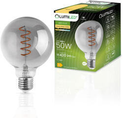Lumileds Dekoratív gömb alakú LED izzó E27 G95 6W = 50W 420lm 2200K meleg 360°-os izzószál LUMILED GLOBE Smokey (LEDZARMI873)