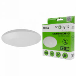 ECOLight Mozgás- és alkonyérzékelő PIR jelenlétérzékelő, felületre szerelhető, mennyezetre, fehér, 3m, 360° CO, Ecolight (ECOAKC0402)