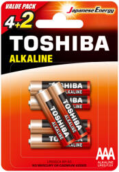 Toshiba RED ALKALINE LR03 AAA 1, 5V alkáli elemek CSOMAG 6db (TOSBAT0225)