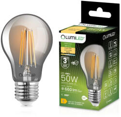 Lumileds E27 A60 LED izzó 6W = 50W 660lm 2200K meleg 360° LUMILED Smokey izzószál (LEDZARMI865)