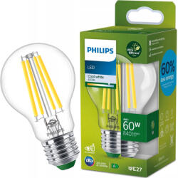 Philips LED izzó E27 A60 210lm/W 4W = 60W 840lm 4000K semleges izzószál PHILIPS Ultra Hatékony (8720169187733)