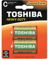Toshiba HEAVY DUTY R14 C 1, 5 V-os cink-szén elemek, 2 darabos blisztercsomag (TOSBAT0315A)
