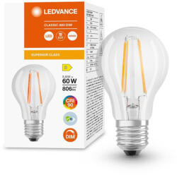 OSRAM E27 A60 LED izzó 5.8W = 60W 806lm 4000K semleges 300° CRI90 izzószál szabályozható LEDVANCE Superior (4058075758964)