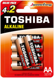 Toshiba RED ALKALINE LR6 AA 1, 5V alkáli elemek CSOMAG 6db (TOSBAT0230)