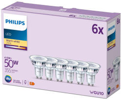 Philips 6 db LED halogén izzó készlet GU10 PAR16 4.6W = 50W 355lm 2700K Meleg 36° PHILIPS (8719514452527)