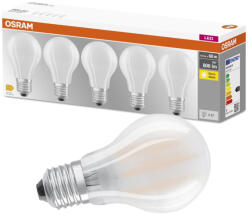 OSRAM 5PAK LED izzó E27 A60 7W = 60W 806lm 2700K 300° izzószál (4058075090620)