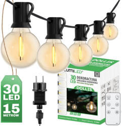 Lumileds Kültéri Girland fénylánc 15, 2m 30x LED dekoratív golyók 3000K + távirányító DOLLIS LUMILED (LUMOGR0882)