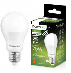 Lumileds E27 A60 LED izzó 10W = 75W 1055lm 4000K Semleges 200° mozgás- és szürkületérzékelővel LUMILED (LUMLEDO0016)