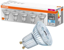 OSRAM 5PAK GU10 LED izzó 2.6W = 35W 230lm 4000K semleges 36° OSRAM alap (4058075157965)