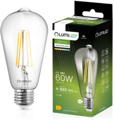 Lumiled E27 ST64 LED izzó 8W = 60W 880lm 3000K 360° LUMILED izzószál (LEDZARMI510)