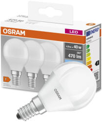 OSRAM 3db LED izzó Gömb E14 P45 5W = 40W 470lm 4000K semleges 300° OSRAM alap (4058075429727)
