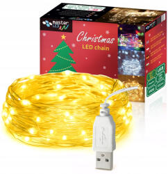 Masterled LED karácsonyi dekorációs füzér 2700K meleg fehér 100LED USB A 10m Masterled (LVTAKC0260)