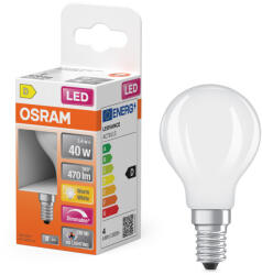 OSRAM LED izzó P45 gömb alakú E14 3.4W = 40W 470lm 2700K Meleg CRI90 300° Szabályozható fényerejű Filament SUPERSTAR PLUS CLASSIC Osram (4058075603196)