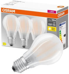 OSRAM 3PAK LED izzó E27 A60 11W = 100W 1521lm 4000K semleges 300°-os izzószál OSRAM ALAP (4058075592537)