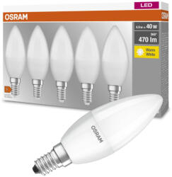 OSRAM 5PAK LED izzó E14 B35 5, 7W = 40W 470lm 2700K meleg OSRAM alap (4058075184411)