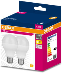 OSRAM 2PAK LED izzó E27 A60 19W = 150W 2452lm 2700K meleg 200° OSRAM ÉRTÉK (4058075634299)