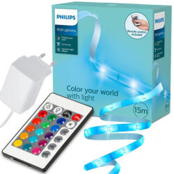 Philips LED szalagos RGB szalag, 15 m-es, szabályozható, többszínű Philips távirányító (8720169322530)