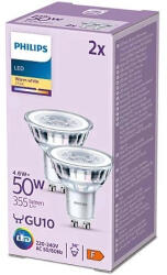Philips 2x LED izzó készlet GU10 Spotlámpa 4.6W = 50W 355lm 2700k Meleg PHILIPS (8719514451636)