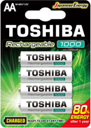Toshiba Újratölthető akkumulátorok TOSHIBA HASZNÁLATRA KÉSZ AA 1, 2V 1000MAH buborékfólia 4 db (TOSBAT0405)