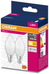 OSRAM 2db LED izzó E14 B35 4.9W = 40W 470lm 2700K Meleg 220° OSRAM ÉRTÉK (4058075479098)