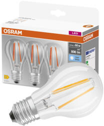 OSRAM 3db LED izzó E27 A60 6.5W = 60W 806lm 4000K Semleges 360° OSRAM (4058075819535)