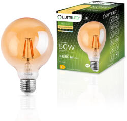 Lumileds Dekoratív gömb alakú LED izzó E27 G95 6W = 50W 660lm 2000K 360°-os izzószál LUMILED (LEDZARMI815)