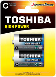 Toshiba HIGH POWER LR14 1, 5 V alkáli elemek 2 db-os buborékcsomagolás (TOSBAT0125)