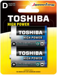 Toshiba HIGH POWER LR20 1, 5 V alkáli elemek 2 db-os buborékcsomagolás (TOSBAT0130)