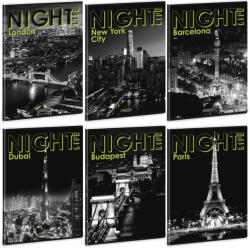 Ars Una tűzött füzet A/4, 40 lap vonalas, többféle, Night Life (ARS-53115829)