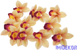  Orchidea gumis művirág fej 9 cm - Sötét Krém