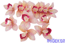  Orchidea gumis művirág fej 9 cm - Rózsaszín Foltos