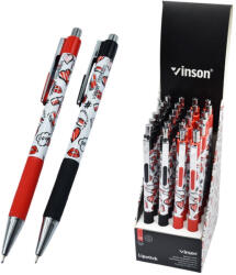 Vinson Golyóstoll nyomógombos 0, 7mm Vinson Lipstick 222 vegyes test displ 24 db/display (222) - mystock