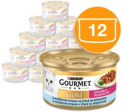 Gourmet Gold konzerv macskaeledel, tengeri hal szószban 12x85g