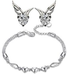  Angyalszárnyak karkötő +fülbevaló szett whitegold