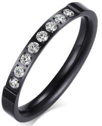  Csillogó egysoros nemesacél gyűrű fekete 51.8 mm