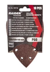 Raider Power Tools Set 10 foi abrazive perforate Velcro 150х150x100 mm P 60 (180736) Cheie imbus