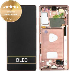Samsung Galaxy Note 20 N980B - Ecran LCD + Sticlă Tactilă + Ramă (Mystic Bronze) - GH82-23495B, GH82-23733B Genuine Service Pack, Mystic Bronze