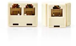 Nedis Splitter telecom, RJ11 mama, 2x RJ11 (4-6) mama, ABS, ivoar, cutie (CTGB90990IV)