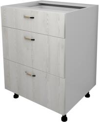 haaus Corp Baza Lecce, 3 Sertare, Pin Alb/Alb, 60 x 50 x 80 cm (LEC-008-PIN)