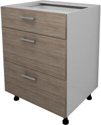 haaus Corp Baza Lecce, 3 Sertare, Stejar Sonoma Inchis/Alb, 60 x 50 x 80 cm (LEC-008-SONI)