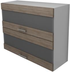 haaus Corp Superior Lecce, 2 Usi, cu sticla, Stejar Sonoma Inchis/Alb, 80 x 30 x 65 cm (LEC-017-SONI)