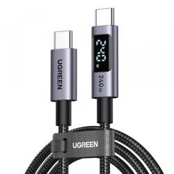 UGREEN Cablu Date si Incarcare USB-C - USB-C UGREEN 65866 Display, 240W, 1m, Gri (acc/376741)