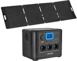 Vevor Hordozható erőmű 1800W + 200W napelem - 1008Wh LiFePO4 napelemes generátor szett Power station (AKKUMULATOR_987R001V2)