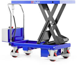 AVLift Ollós elektromos emelőasztal kézi szállító és hidraulikus emelő kocsi 500 kg teherbírás, akkumulátoros emelés, mobil emelő asztal ollósemelő